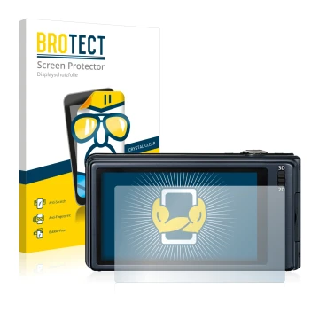 Parte frontal de un envase de producto con el logotipo de la marca BROTECT. Al lado se muestra el dispositivo Panasonic Lumix 