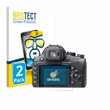 Parte frontal de un envase de producto con el logotipo de la marca BROTECT. Al lado se muestra el dispositivo Fujifilm FinePix