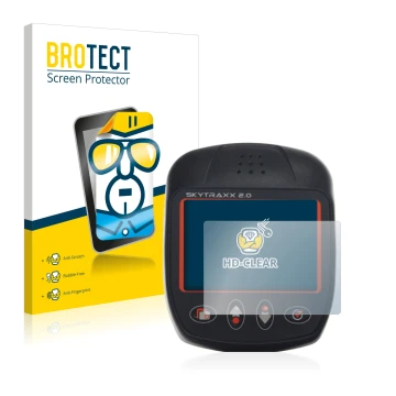 Parte frontal de un envase de producto con el logotipo de la marca BROTECT. Al lado se muestra el dispositivo Skytraxx 2.0 Var