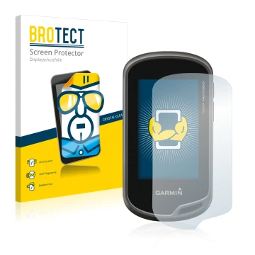 Parte frontal de un envase de producto con el logotipo de la marca BROTECT. Al lado se muestra el dispositivo Garmin Oregon 60