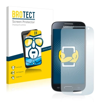 Parte frontal de un envase de producto con el logotipo de la marca BROTECT. Al lado se muestra el dispositivo Samsung Galaxy S