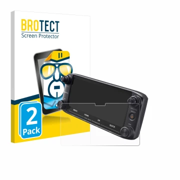 Parte frontal de un envase de producto con el logotipo de la marca BROTECT. Al lado se muestra el dispositivo Icom ID-5100 con