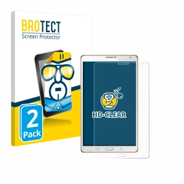 Parte frontal de un envase de producto con el logotipo de la marca BROTECT. Al lado se muestra el dispositivo Samsung Galaxy T