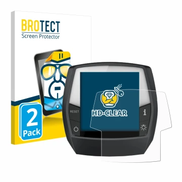 Parte frontal de un envase de producto con el logotipo de la marca BROTECT. Al lado se muestra el dispositivo Bosch Intuvia Ac