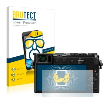 Parte frontal de un envase de producto con el logotipo de la marca BROTECT. Al lado se muestra el dispositivo Panasonic Lumix 