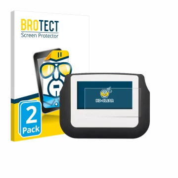 Parte frontal de un envase de producto con el logotipo de la marca BROTECT. Al lado se muestra el dispositivo Signotec Signatu