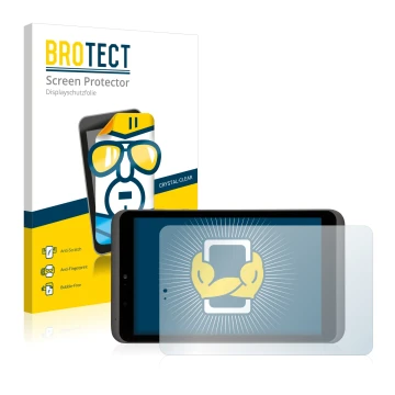 Parte frontal de un envase de producto con el logotipo de la marca BROTECT. Al lado se muestra el dispositivo Tesco hudl2 con 