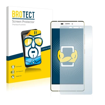 Parte frontal de un envase de producto con el logotipo de la marca BROTECT. Al lado se muestra el dispositivo Gionee Elife S7 