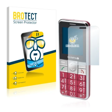 Parte frontal de un envase de producto con el logotipo de la marca BROTECT. Al lado se muestra el dispositivo Olympia Viva Plu