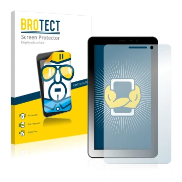 Parte frontal de un envase de producto con el logotipo de la marca BROTECT. Al lado se muestra el dispositivo Kiano Elegance 7