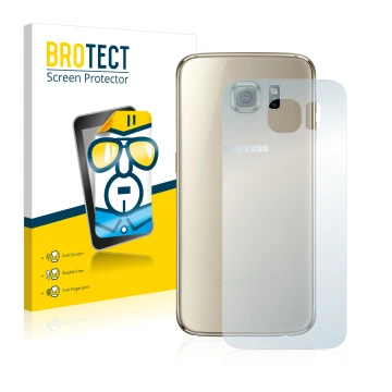 Parte frontal de un envase de producto con el logotipo de la marca BROTECT. Al lado se muestra el dispositivo Samsung SM-G920F