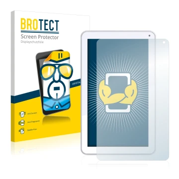 Parte frontal de un envase de producto con el logotipo de la marca BROTECT. Al lado se muestra el dispositivo Odys Maven 10 co