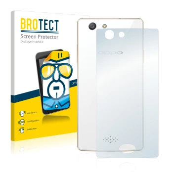 Parte frontal de un envase de producto con el logotipo de la marca BROTECT. Al lado se muestra el dispositivo Oppo A31 2015 (T