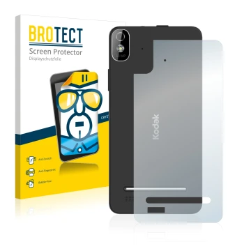 Parte frontal de un envase de producto con el logotipo de la marca BROTECT. Al lado se muestra el dispositivo Kodak IM5 Traser