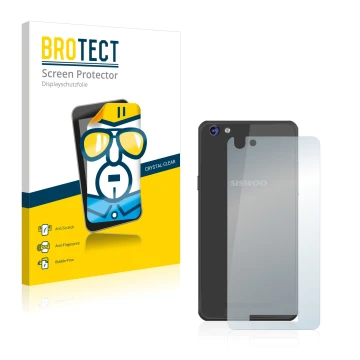 Parte frontal de un envase de producto con el logotipo de la marca BROTECT. Al lado se muestra el dispositivo Siswoo C50 Longb