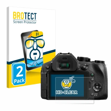 Parte frontal de un envase de producto con el logotipo de la marca BROTECT. Al lado se muestra el dispositivo Panasonic Lumix 