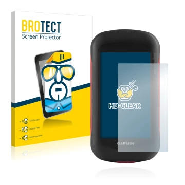 Parte frontal de un envase de producto con el logotipo de la marca BROTECT. Al lado se muestra el dispositivo Garmin Montana 6