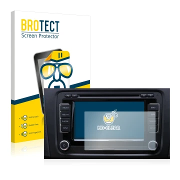 Parte frontal de un envase de producto con el logotipo de la marca BROTECT. Al lado se muestra el dispositivo Volkswagen Touar