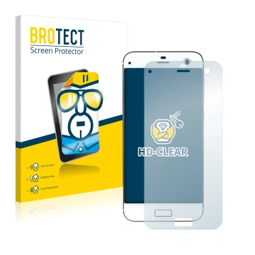 Parte frontal de un envase de producto con el logotipo de la marca BROTECT. Al lado se muestra el dispositivo ZTE Blade S7 con