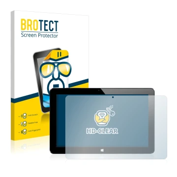 Parte frontal de un envase de producto con el logotipo de la marca BROTECT. Al lado se muestra el dispositivo Cube i7 Stylus c