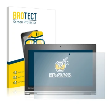 Parte frontal de un envase de producto con el logotipo de la marca BROTECT. Al lado se muestra el dispositivo Lenovo ThinkPad 
