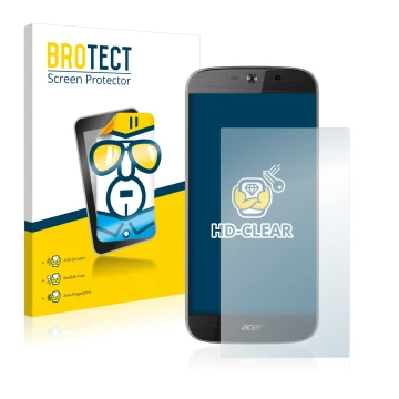 Parte frontal de un envase de producto con el logotipo de la marca BROTECT. Al lado se muestra el dispositivo Acer Liquid Jade