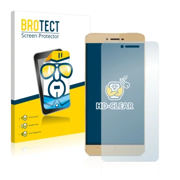 Parte frontal de un envase de producto con el logotipo de la marca BROTECT. Al lado se muestra el dispositivo Allview X3 Soul 