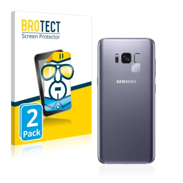 Parte frontal de un envase de producto con el logotipo de la marca BROTECT. Al lado se muestra el dispositivo Samsung Galaxy S