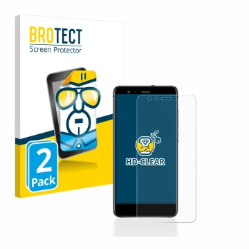 Parte frontal de un envase de producto con el logotipo de la marca BROTECT. Al lado se muestra el dispositivo Huawei P10 Lite 