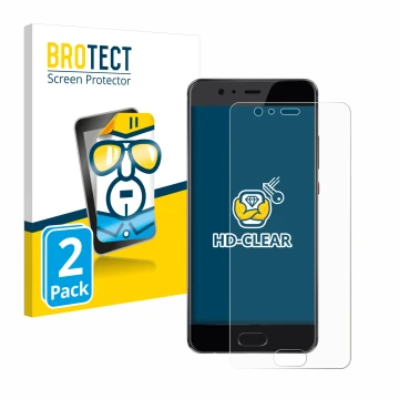 Parte frontal de un envase de producto con el logotipo de la marca BROTECT. Al lado se muestra el dispositivo Huawei P10 Plus 