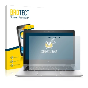 Parte frontal de un envase de producto con el logotipo de la marca BROTECT. Al lado se muestra el dispositivo HP EliteBook x36