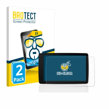 Parte frontal de un envase de producto con el logotipo de la marca BROTECT. Al lado se muestra el dispositivo BMW Motorrad Nav