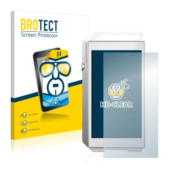 Parte frontal de un envase de producto con el logotipo de la marca BROTECT. Al lado se muestra el dispositivo Pioneer XDP-100R