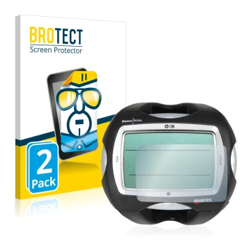 Parte frontal de un envase de producto con el logotipo de la marca BROTECT. Al lado se muestra el dispositivo Mares Nemo Wide 