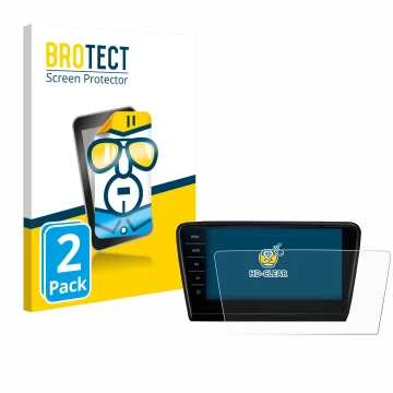 Parte frontal de un envase de producto con el logotipo de la marca BROTECT. Al lado se muestra el dispositivo Skoda Octavia 20