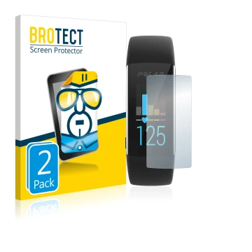 Parte frontal de un envase de producto con el logotipo de la marca BROTECT. Al lado se muestra el dispositivo Polar A370 con s