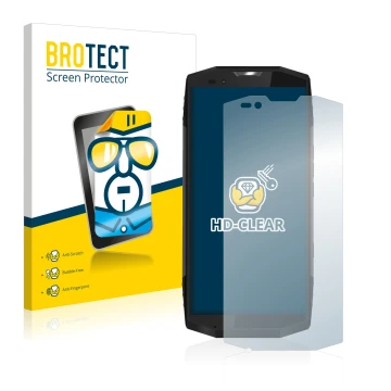 Parte frontal de un envase de producto con el logotipo de la marca BROTECT. Al lado se muestra el dispositivo Blackview BV9000