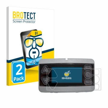 Parte frontal de un envase de producto con el logotipo de la marca BROTECT. Al lado se muestra el dispositivo Airbus P8GR con 