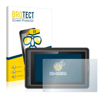 Parte frontal de un envase de producto con el logotipo de la marca BROTECT. Al lado se muestra el dispositivo XP-Pen Artist 13