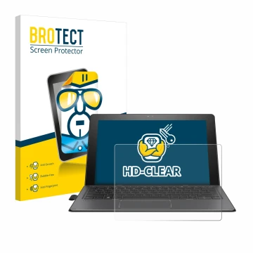 Parte frontal de un envase de producto con el logotipo de la marca BROTECT. Al lado se muestra el dispositivo HP Pro x2 612 G2