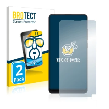 Parte frontal de un envase de producto con el logotipo de la marca BROTECT. Al lado se muestra el dispositivo Xiaomi Mi Mix 2S