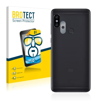 Parte frontal de un envase de producto con el logotipo de la marca BROTECT. Al lado se muestra el dispositivo Xiaomi Redmi Not