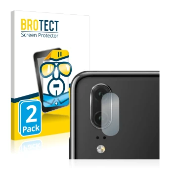 Parte frontal de un envase de producto con el logotipo de la marca BROTECT. Al lado se muestra el dispositivo Huawei P20 (SÓLO