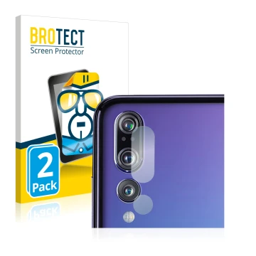 Parte frontal de un envase de producto con el logotipo de la marca BROTECT. Al lado se muestra el dispositivo Huawei P20 Pro (