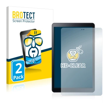 Parte frontal de un envase de producto con el logotipo de la marca BROTECT. Al lado se muestra el dispositivo Samsung Galaxy T