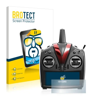 Parte frontal de un envase de producto con el logotipo de la marca BROTECT. Al lado se muestra el dispositivo VBar Control Tou