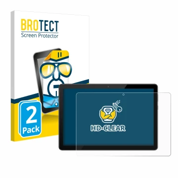 Parte frontal de un envase de producto con el logotipo de la marca BROTECT. Al lado se muestra el dispositivo Huawei MediaPad 