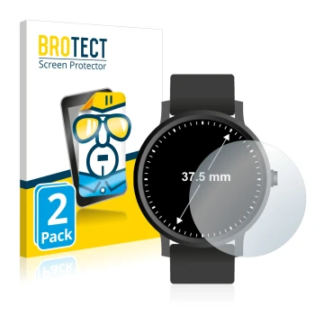 Parte frontal de un envase de producto con el logotipo de la marca BROTECT. Al lado se muestra el dispositivo Relojes (Circula