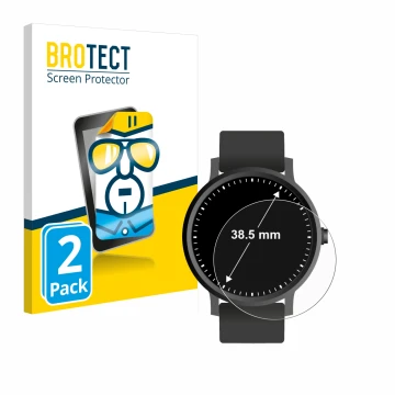 Parte frontal de un envase de producto con el logotipo de la marca BROTECT. Al lado se muestra el dispositivo Relojes (Circula