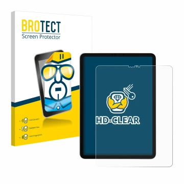 Parte frontal de un envase de producto con el logotipo de la marca BROTECT. Al lado se muestra el dispositivo Apple iPad Pro 1